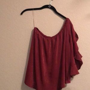 One shoulder maroon shirt